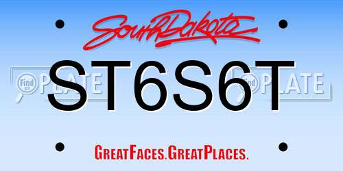 ST6S6T South Dakota License Plate