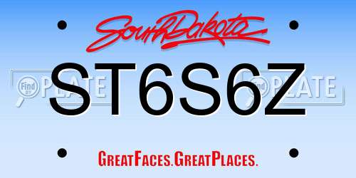 ST6S6Z South Dakota License Plate