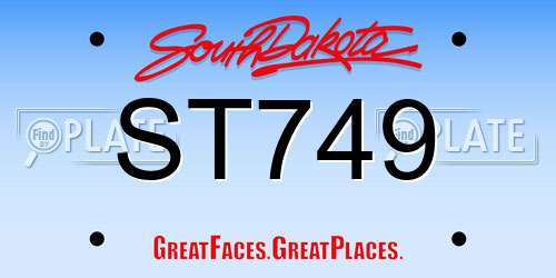 ST749 South Dakota License Plate