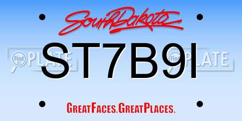 ST7B9I South Dakota License Plate
