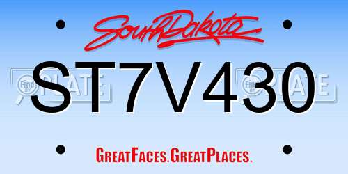 ST7V430 South Dakota License Plate