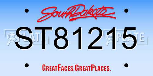 ST81215 South Dakota License Plate