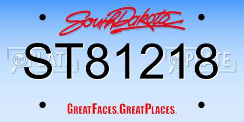 ST81218 South Dakota License Plate
