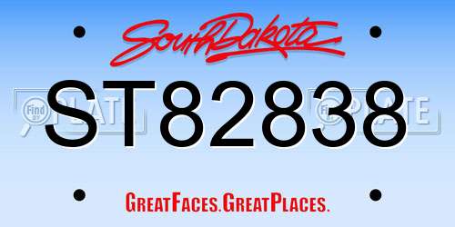 ST82838 South Dakota License Plate