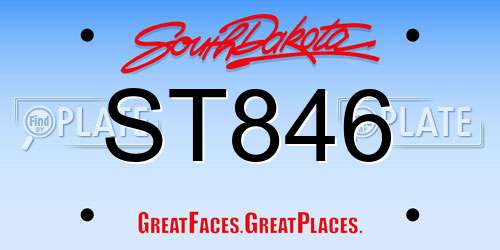 ST846 South Dakota License Plate
