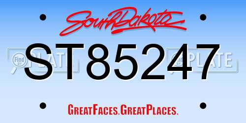 ST85247 South Dakota License Plate