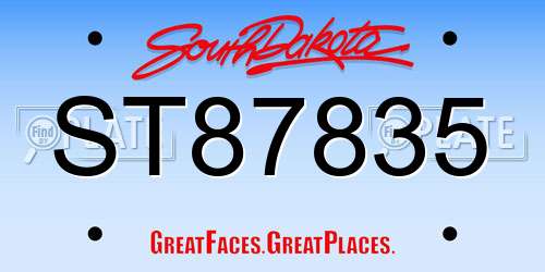 ST87835 South Dakota License Plate