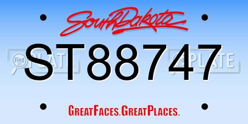 ST88747 South Dakota License Plate