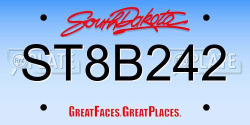 ST8B242 South Dakota License Plate