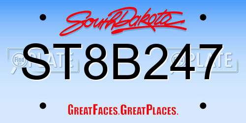 ST8B247 South Dakota License Plate
