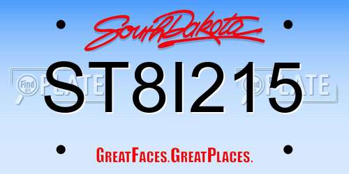 ST8I215 South Dakota License Plate