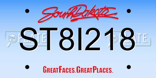 ST8I218 South Dakota License Plate
