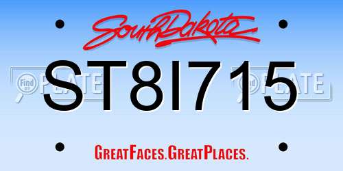 ST8I715 South Dakota License Plate