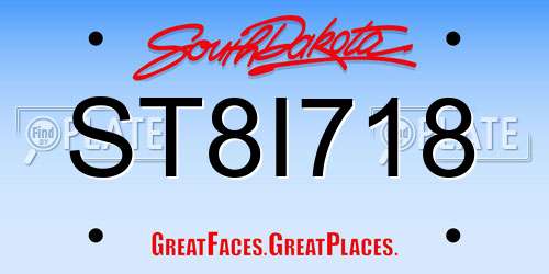 ST8I718 South Dakota License Plate