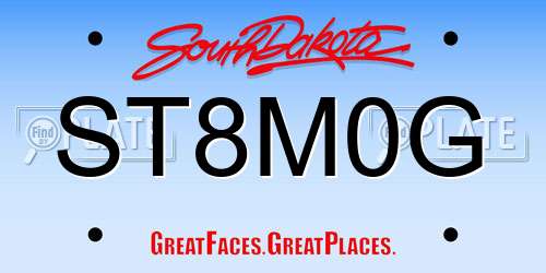 ST8M0G South Dakota License Plate