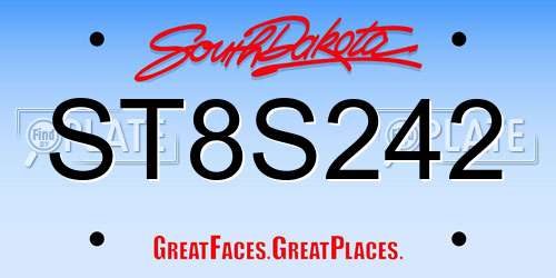 ST8S242 South Dakota License Plate