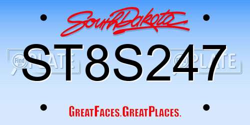 ST8S247 South Dakota License Plate