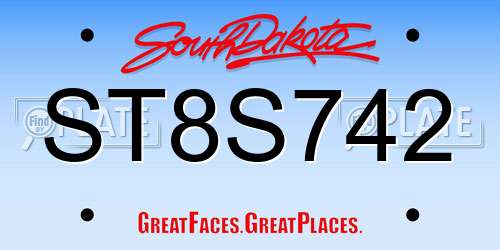 ST8S742 South Dakota License Plate