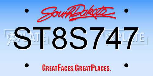 ST8S747 South Dakota License Plate