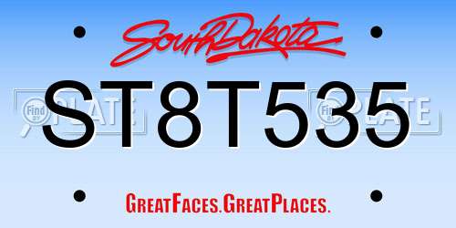 ST8T535 South Dakota License Plate