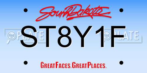 ST8Y1F South Dakota License Plate