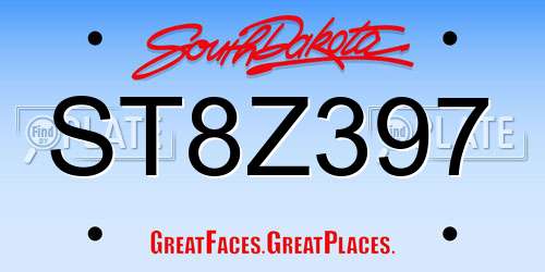 ST8Z397 South Dakota License Plate