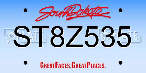ST8Z535 South Dakota License Plate