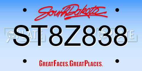 ST8Z838 South Dakota License Plate