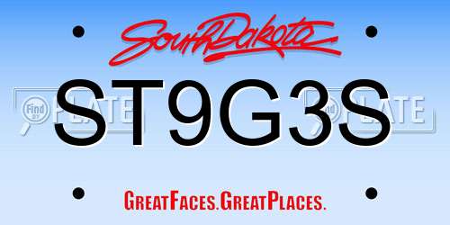 ST9G3S South Dakota License Plate