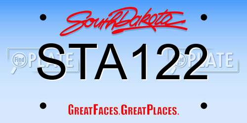 STA122 South Dakota License Plate