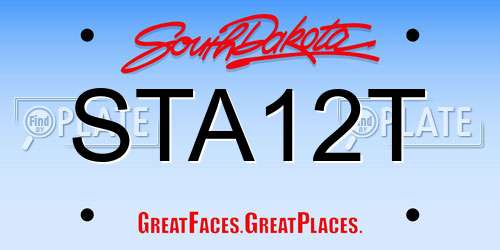 STA12T South Dakota License Plate
