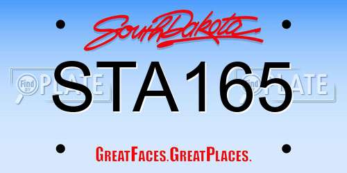 STA165 South Dakota License Plate