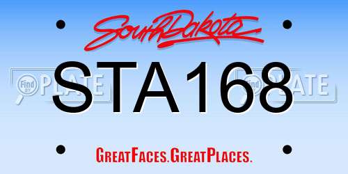 STA168 South Dakota License Plate