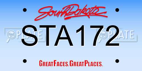 STA172 South Dakota License Plate