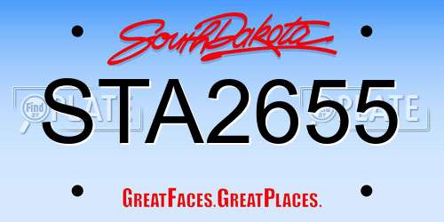 STA2655 South Dakota License Plate