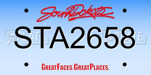STA2658 South Dakota License Plate