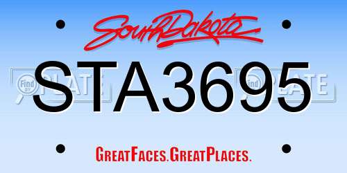 STA3695 South Dakota License Plate