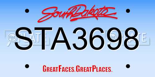 STA3698 South Dakota License Plate