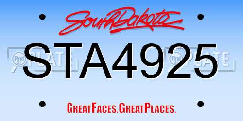 STA4925 South Dakota License Plate