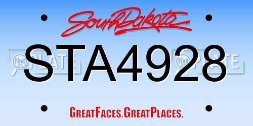 STA4928 South Dakota License Plate