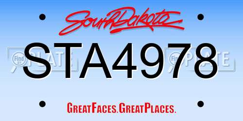 STA4978 South Dakota License Plate