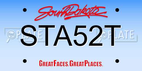 STA52T South Dakota License Plate