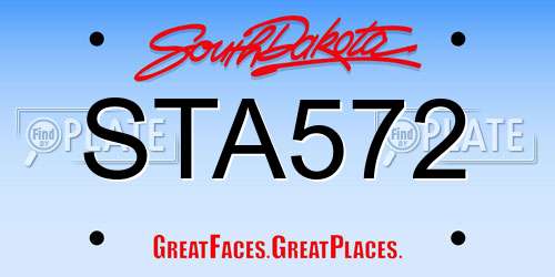 STA572 South Dakota License Plate