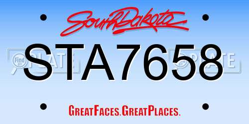STA7658 South Dakota License Plate