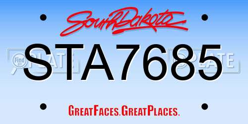 STA7685 South Dakota License Plate