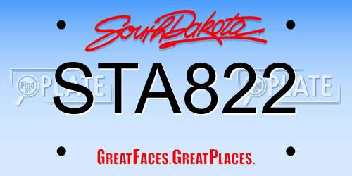 STA822 South Dakota License Plate