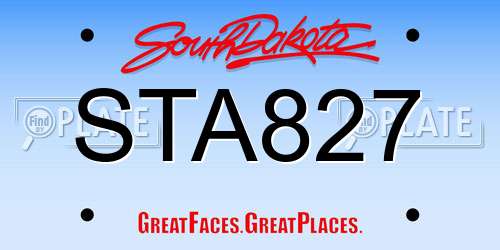 STA827 South Dakota License Plate