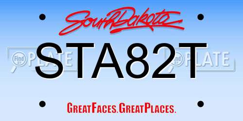 STA82T South Dakota License Plate