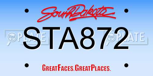 STA872 South Dakota License Plate
