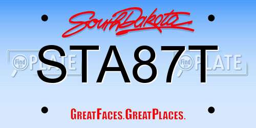 STA87T South Dakota License Plate